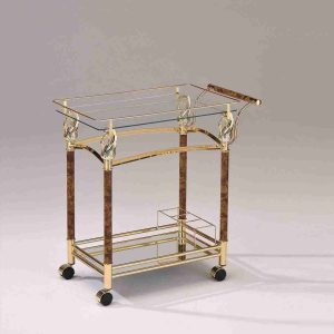 ACME Furniture Helmut Gold Plated Serving Cart - Glass, Metal, Mirror