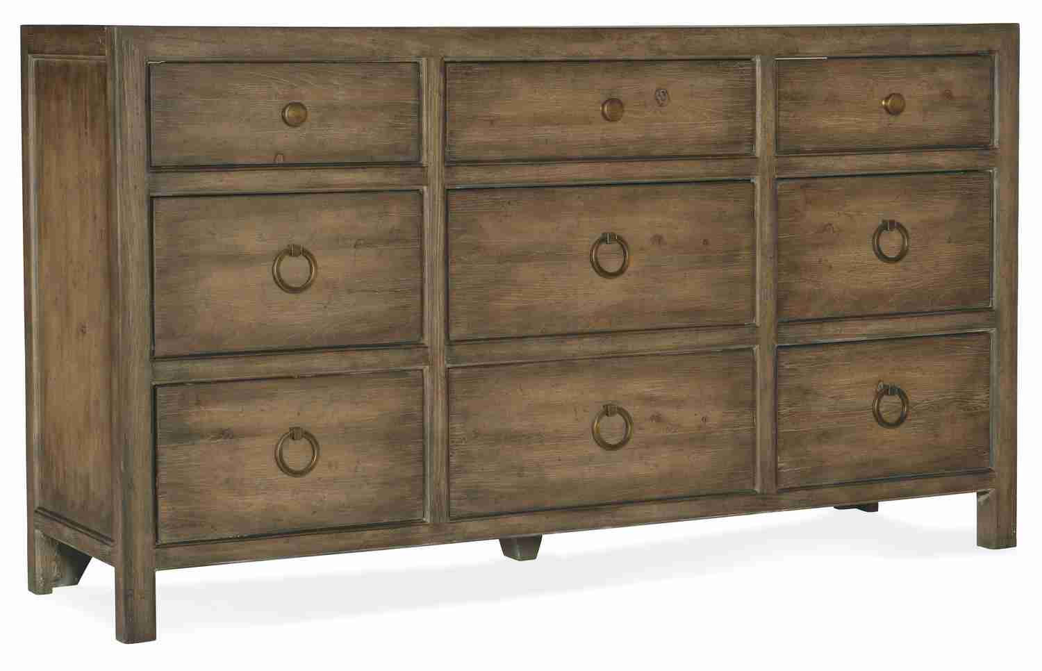 Hooker Furniture Sundance Nine-Drawer Dresser, Distressed Brown Wood -  American Furniture Outlet