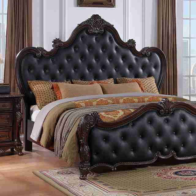 Furniture of America Ventresca Eastern King Bed in Dark Cherry