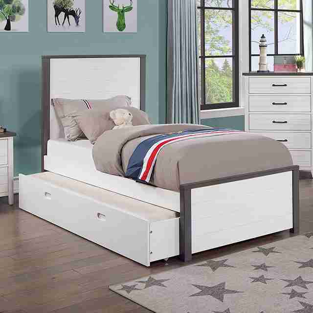 Furniture of America Priam Twin Bed in White and Gray