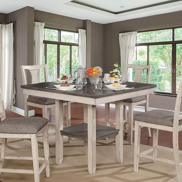 Counter Ht. Table Set Ann II Antique White/Gray CM3752PT-5PK - American ...