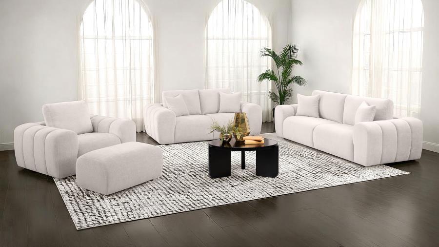 Coaster Burnett 4-piece Chenille Upholstered Sofa Set Ivory 504955-S4