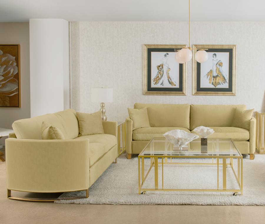 Coaster Corliss 2-piece Velvet Upholstered Sofa Set Camel 508824-S2