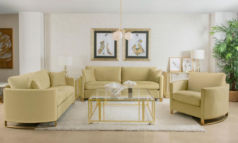 Coaster Corliss 3-piece Velvet Upholstered Sofa Set Camel 508824-S3