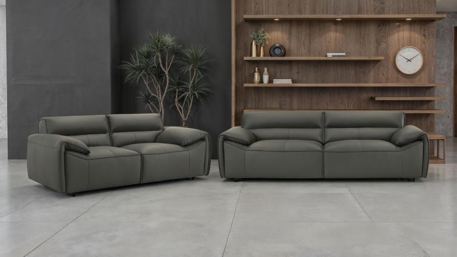 Coaster Buxton 2-piece Leather Upholstered Sofa Set Graphite 509504-S2