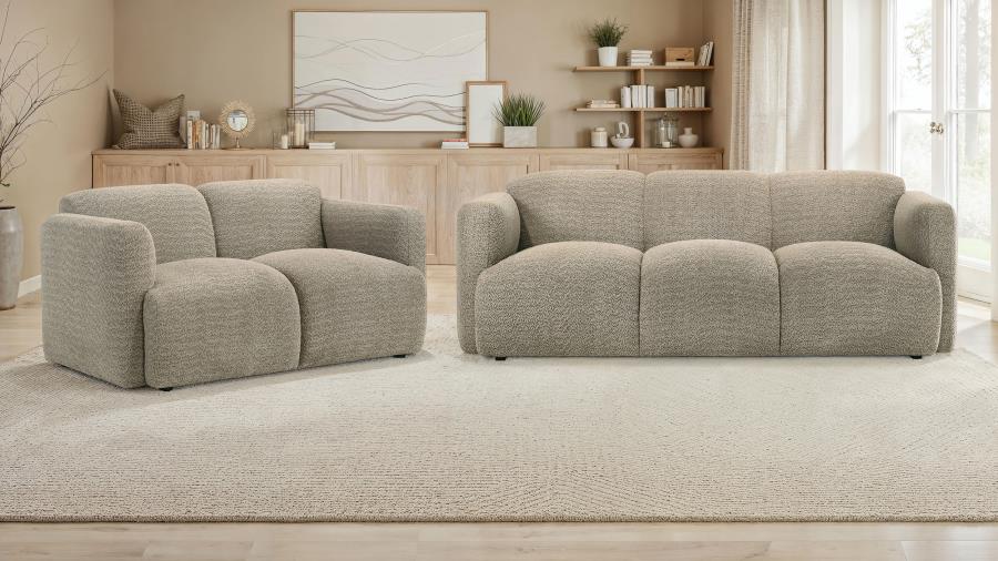 Coaster Dorset 2-piece Upholstered Round Track Arm Sofa Set Brown 509814-S2