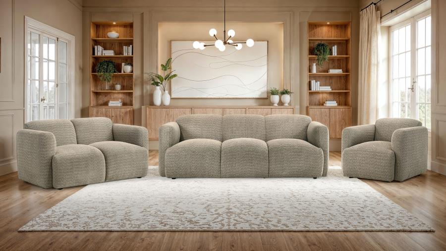 Coaster Dorset 3-piece Upholstered Round Track Arm Sofa Set Brown 509814-S3