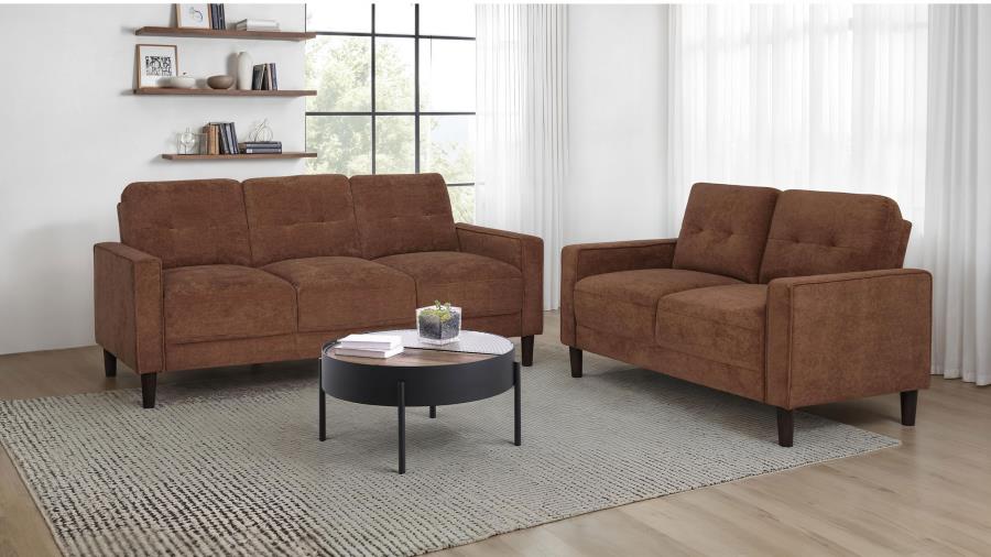 Coaster Bowen II 2-piece Fabric Upholstered Track Arm Sofa Set Rust 509971-S2