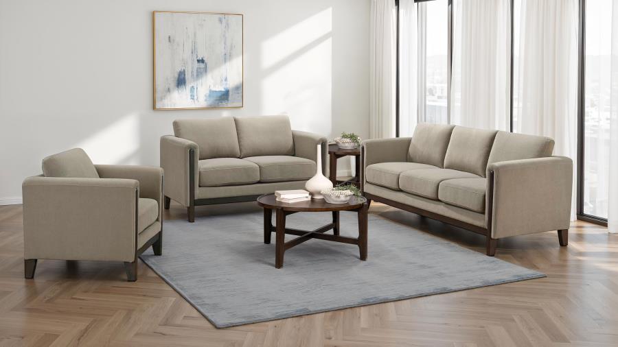 Coaster Islington 3-piece Upholstered Panel Arm Sofa Set Taupe 511101-S3