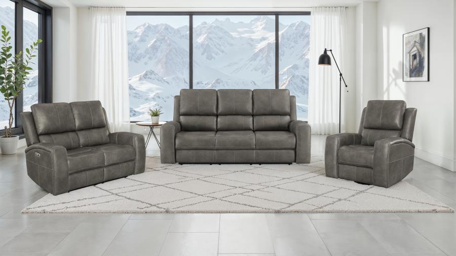 Coaster Brickston 3-piece Triple Power Reclining Sofa Set Charcoal 603431PPP-S3