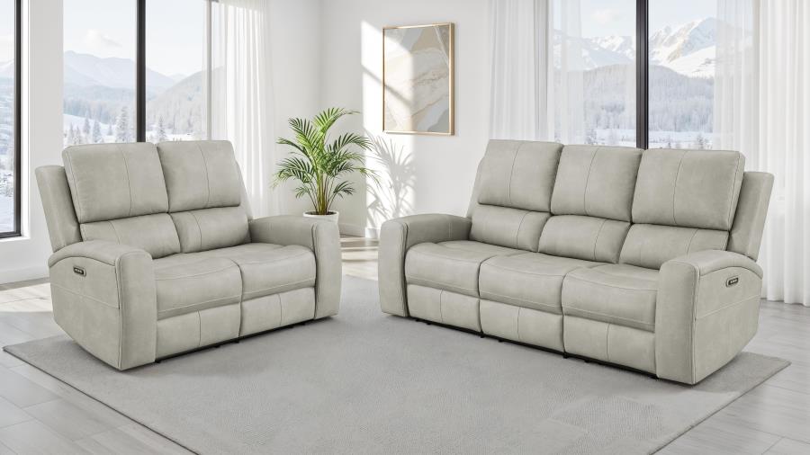 Coaster Brickston 2-piece Triple Power Reclining Sofa Set Grey 603434PPP-S2