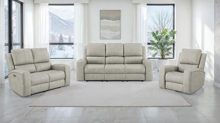 Coaster Brickston 3-piece Triple Power Reclining Sofa Set Grey 603434PPP-S3