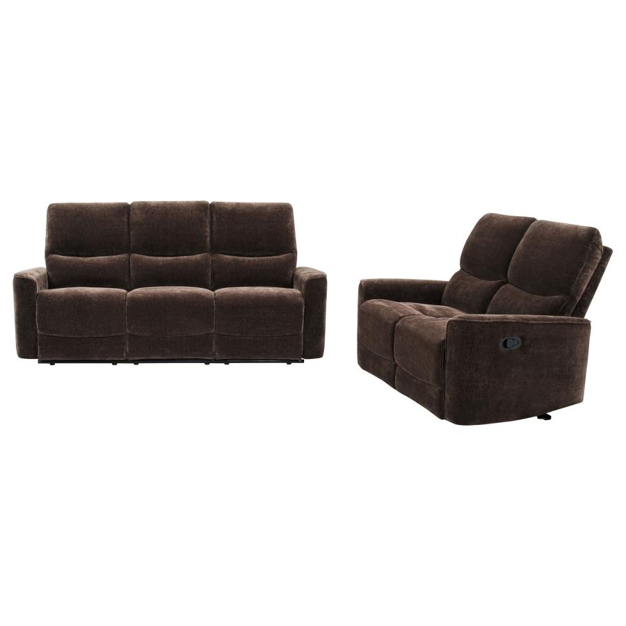Coaster Navarro 2-piece Upholstered Reclining Sofa Set Dark Brown 609571-S2