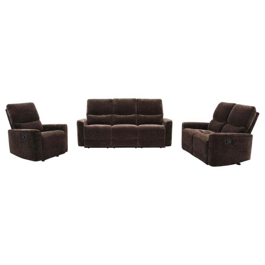 Coaster Navarro 3-piece Upholstered Reclining Sofa Set Dark Brown 609571-S3