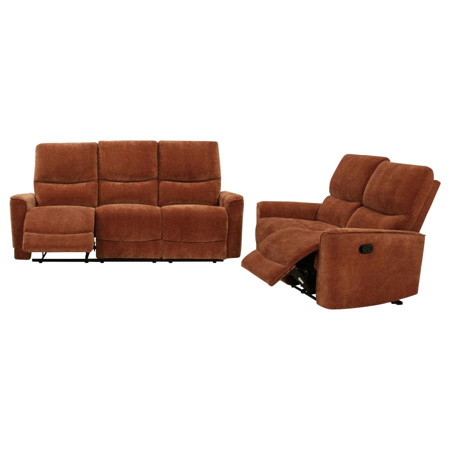 Coaster Navarro 2-piece Upholstered Reclining Sofa Set Orange 609574-S2