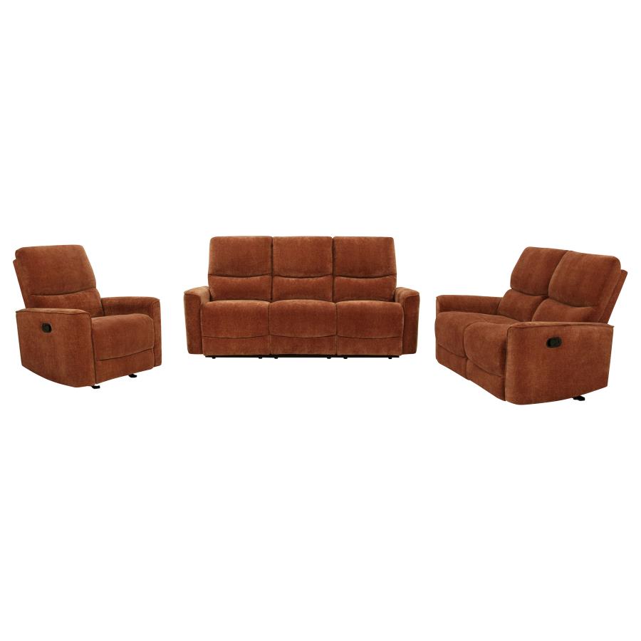 Coaster Navarro 3-piece Upholstered Reclining Sofa Set Orange 609574-S3